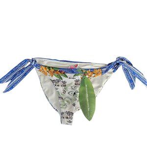 Farm Rio Tropical Destination Bikini Bottoms, Side Tie, Vacation, Resortwear, M